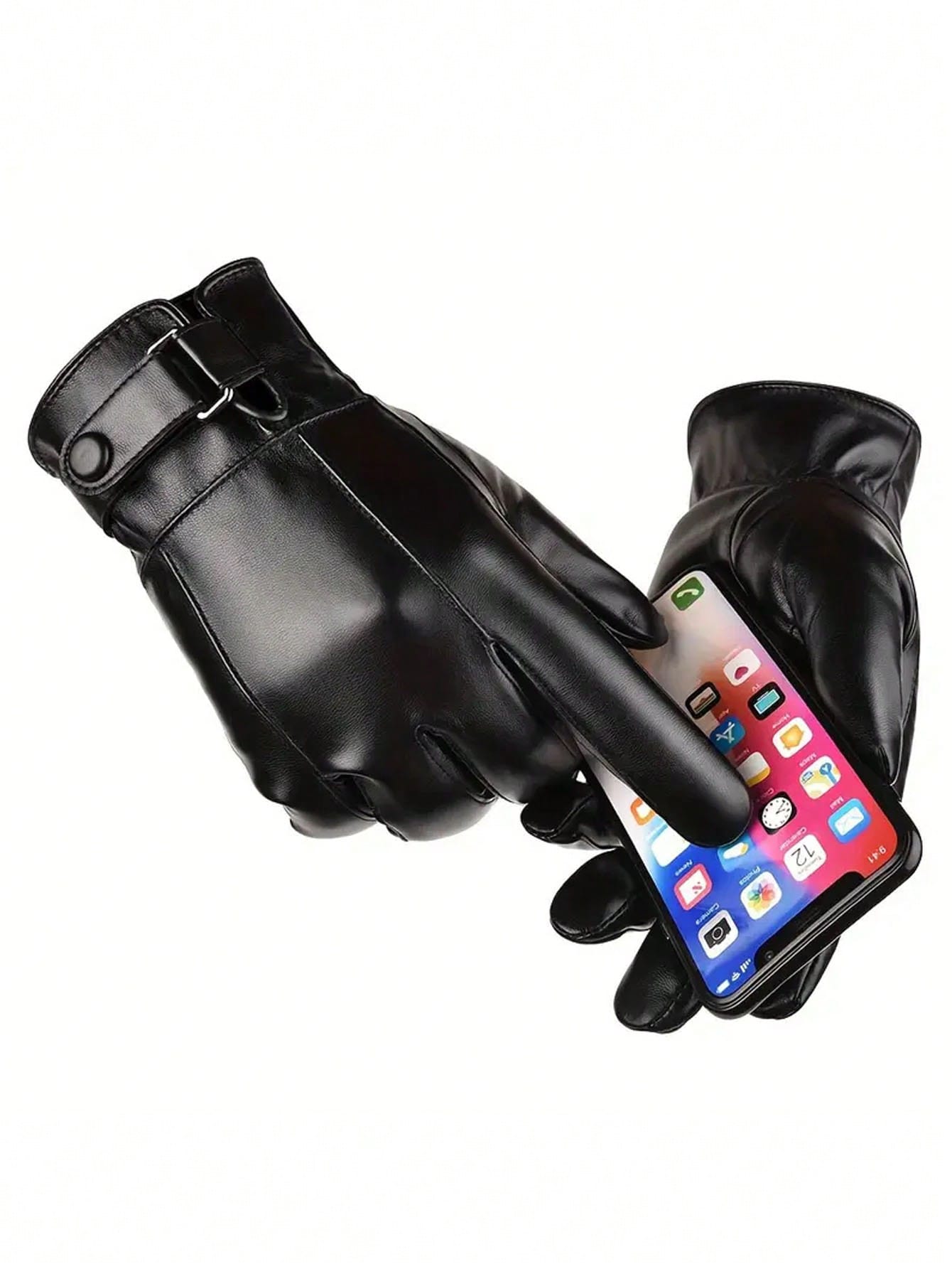 Leather Driving Glove - Men's Winter Warm Faux Leather Riding