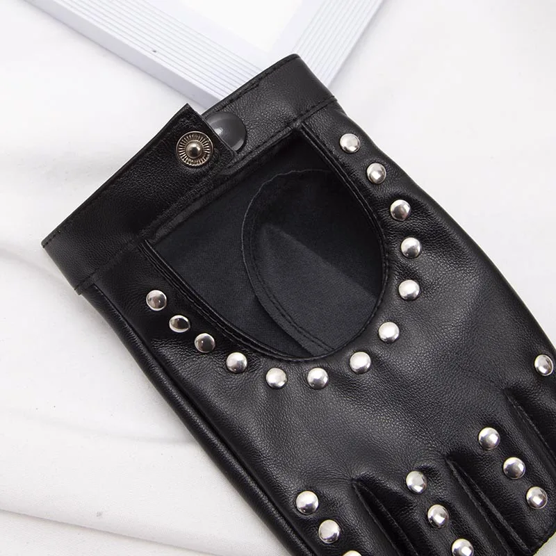 1 Pair Women Punk Rivet PU Lea - огляд і ціна Leather Driving Glove